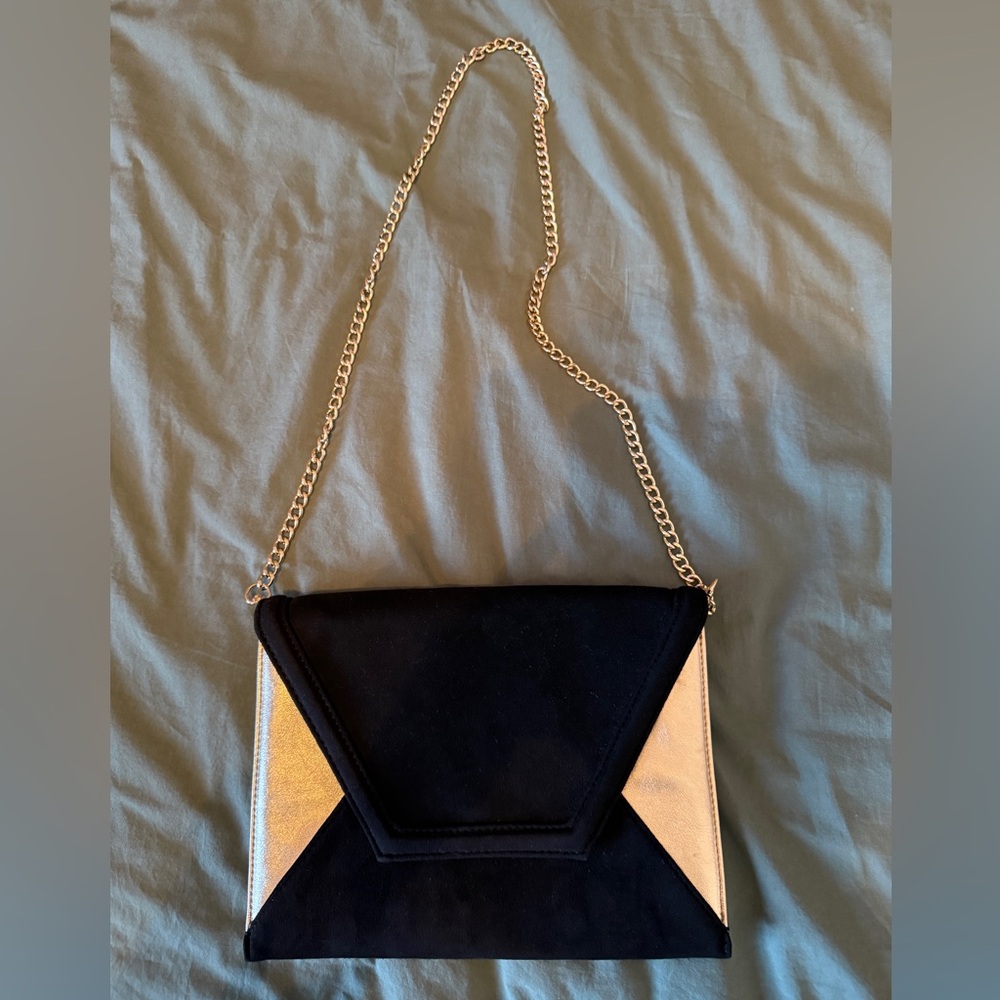 Express Black and Gold envelope clutch